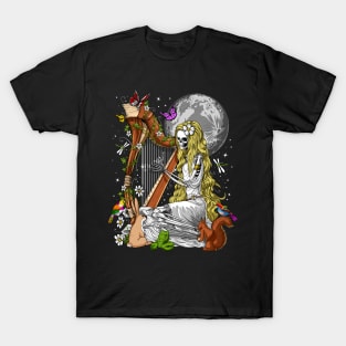 Hippie Skeleton Harp Player T-Shirt